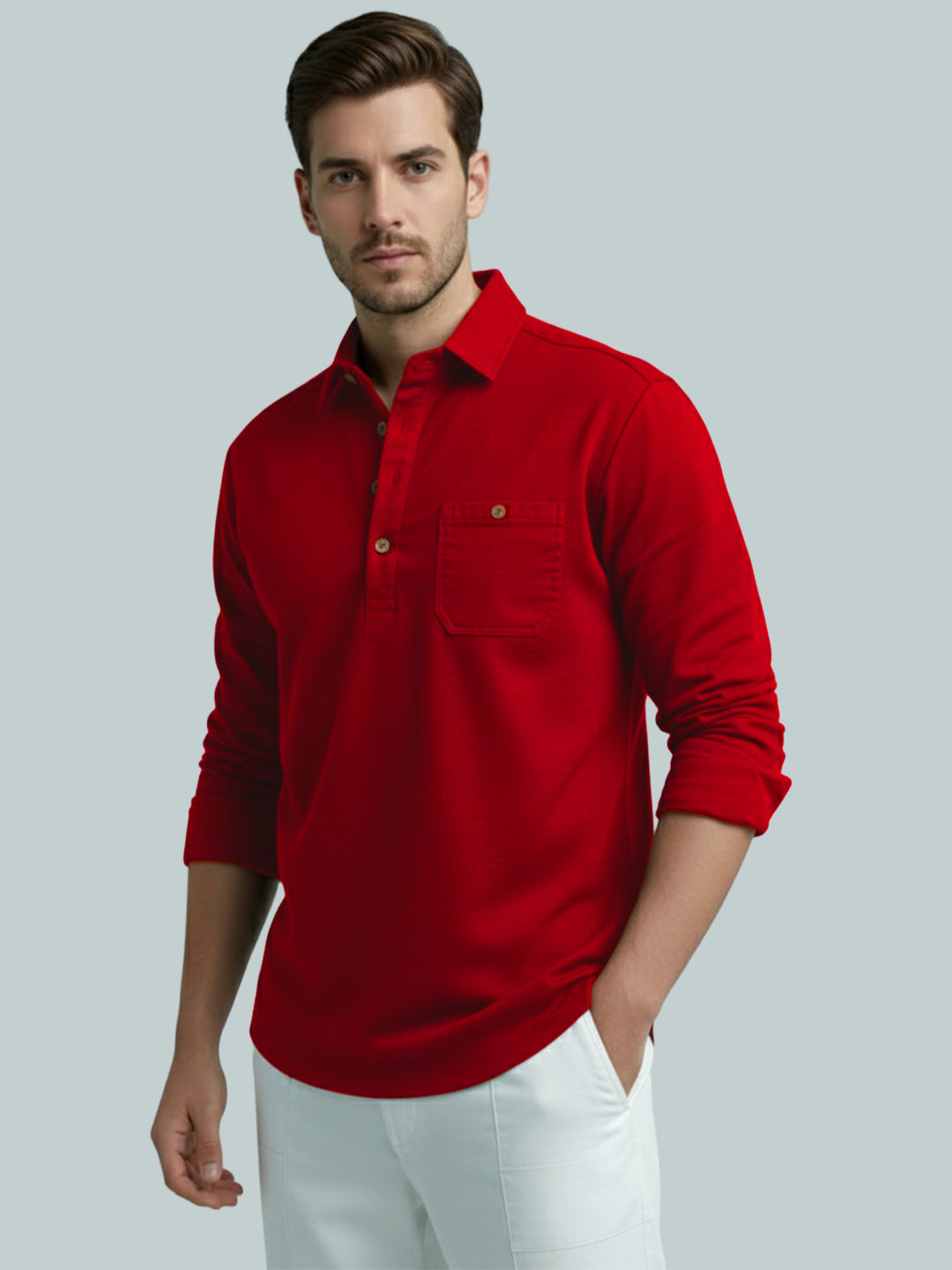 TerraDesi Men's Solid Cotton Short Kurta – Smart Everyday Style (SE88)