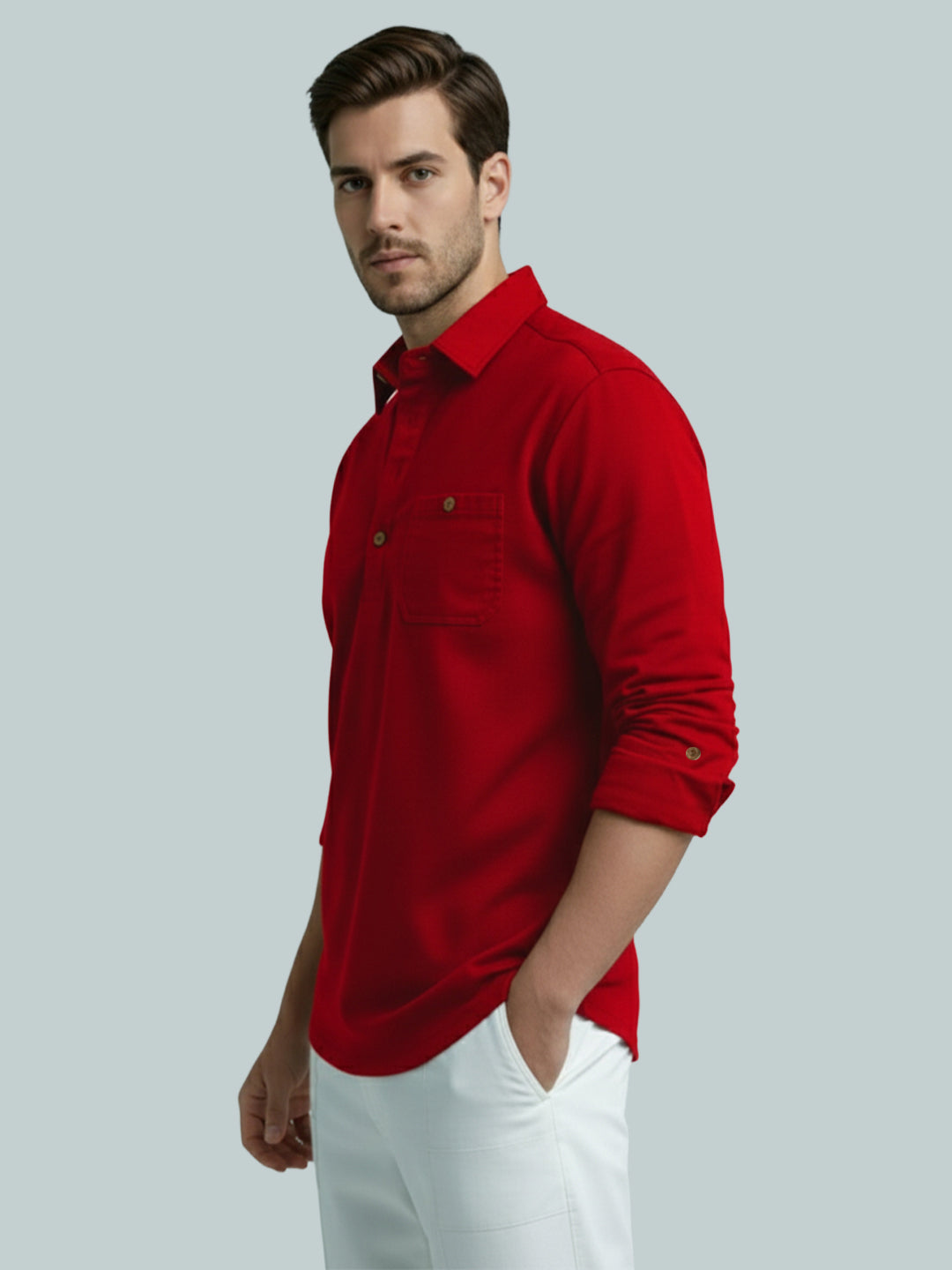 TerraDesi Men's Solid Cotton Short Kurta – Smart Everyday Style (SE88)