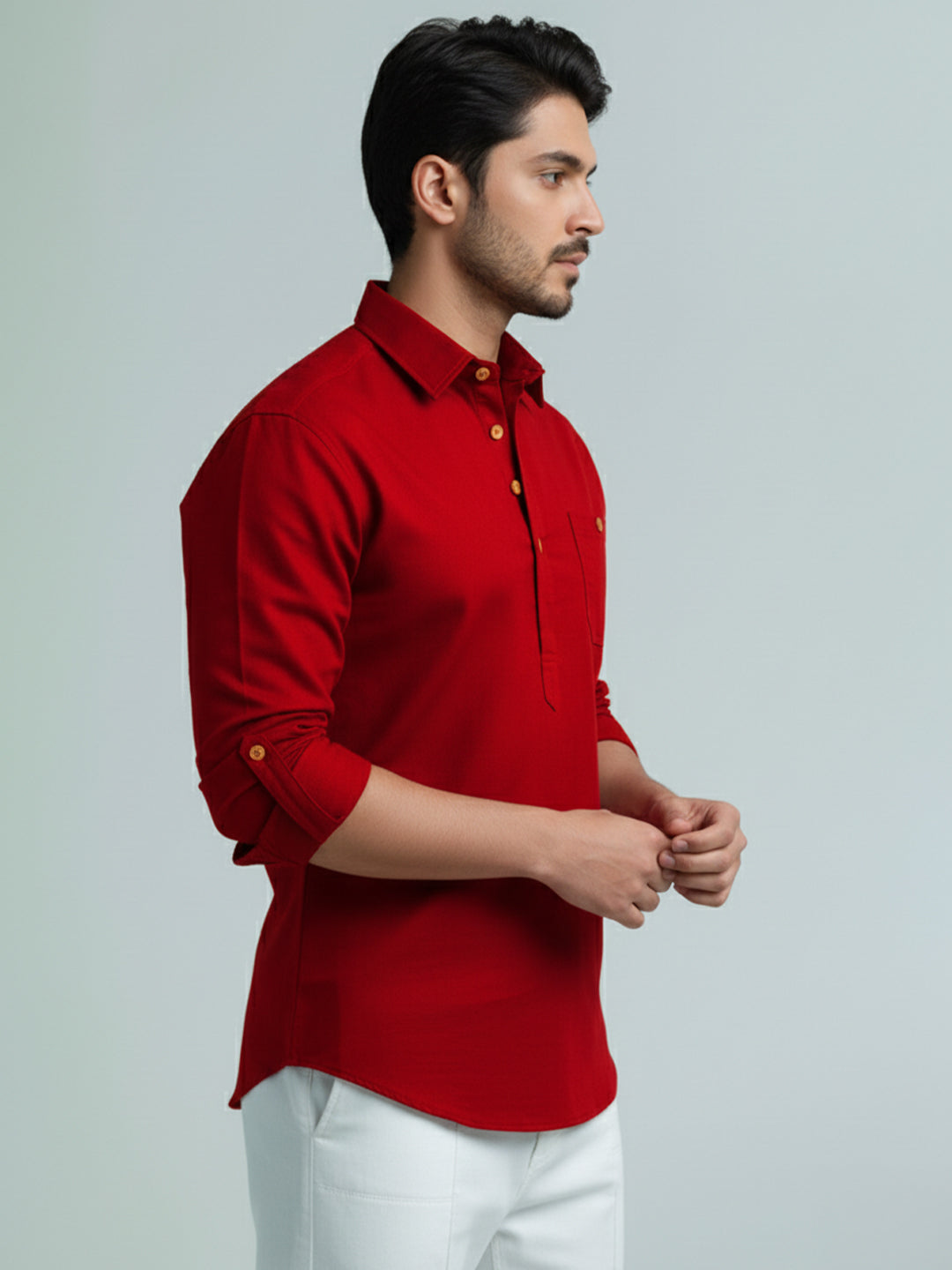 TerraDesi Men's Premium Cotton Short Kurta – Modern Ethnic Essential (SE82)