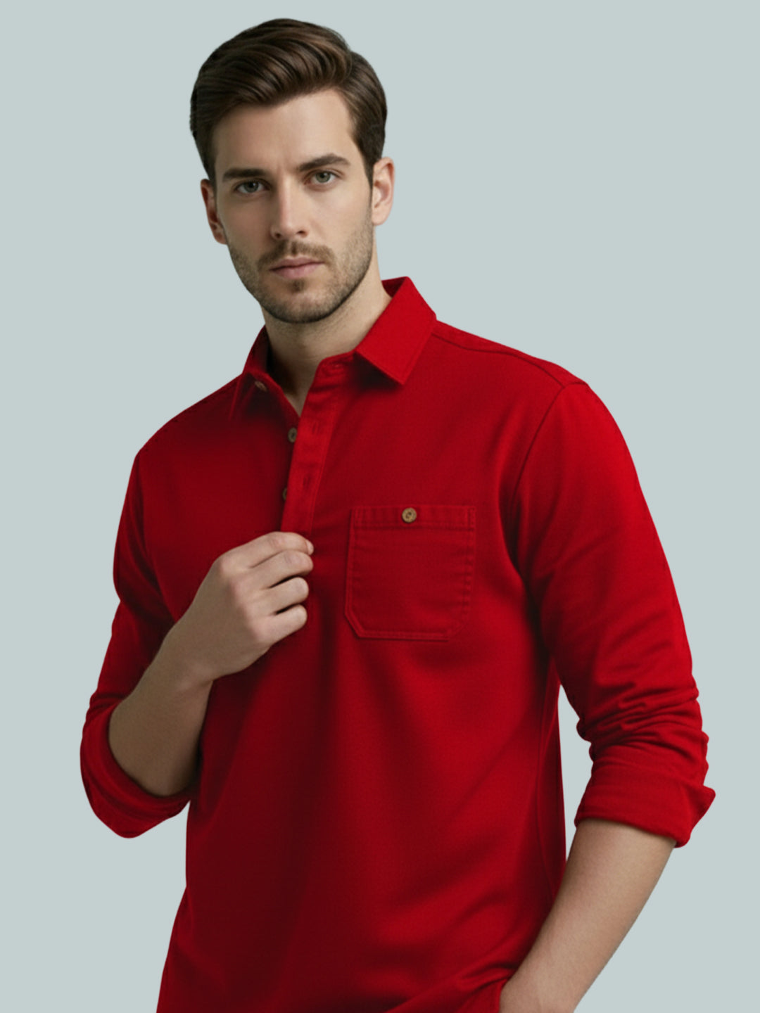 TerraDesi Men's Solid Cotton Short Kurta – Smart Everyday Style (SE88)