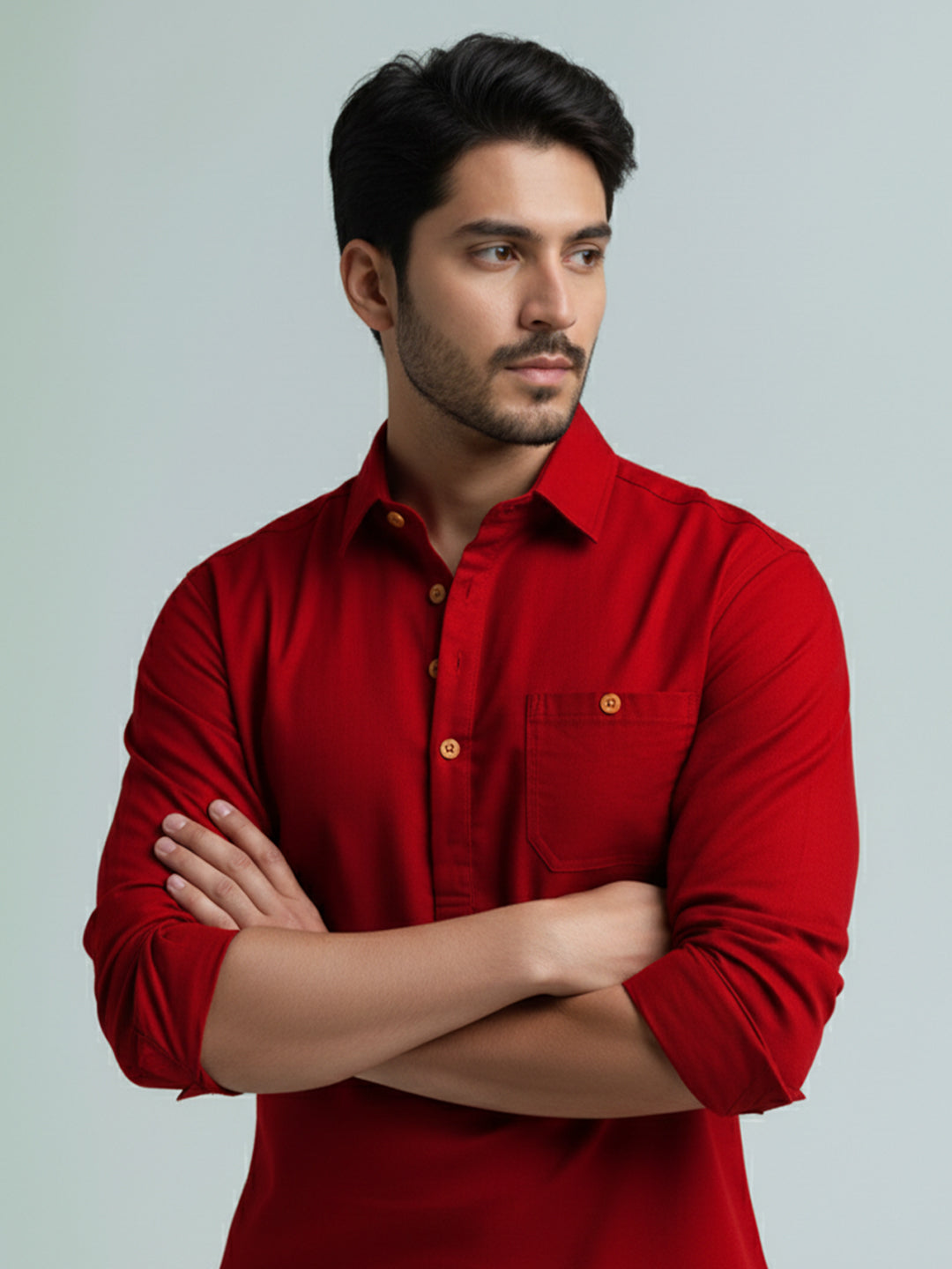 TerraDesi Men's Premium Cotton Short Kurta – Modern Ethnic Essential (SE82)