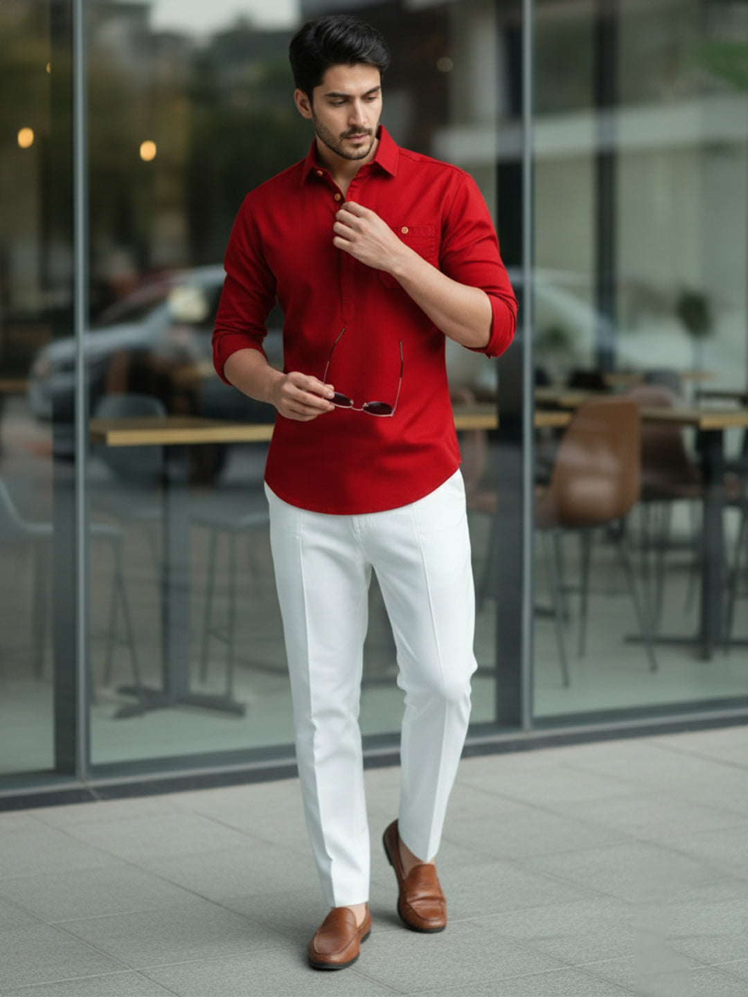 TerraDesi Men's Premium Cotton Short Kurta – Modern Ethnic Essential (SE82)