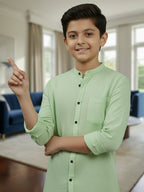 TerraDesi Junior Alabaster Grace Solid Mandarin Shirt