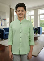 TerraDesi Junior Alabaster Grace Solid Mandarin Shirt