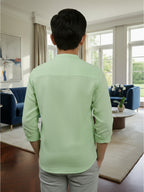 TerraDesi Junior Alabaster Grace Solid Mandarin Shirt