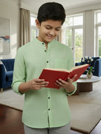 TerraDesi Junior Alabaster Grace Solid Mandarin Shirt