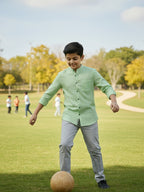 TerraDesi Junior Alabaster Grace Solid Mandarin Shirt