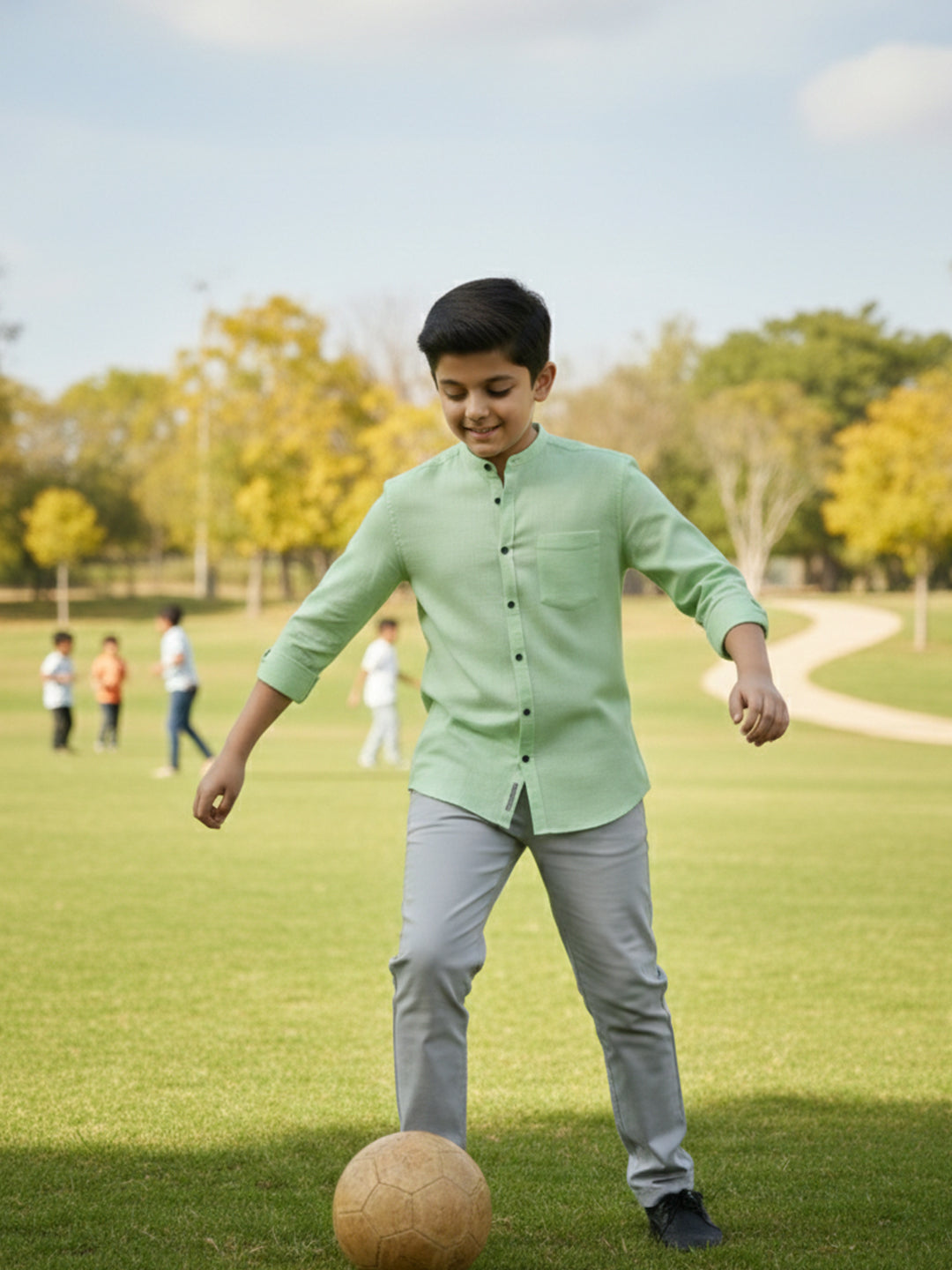 TerraDesi Junior Alabaster Grace Solid Mandarin Shirt
