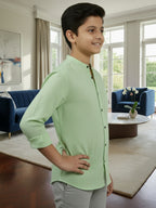 TerraDesi Junior Alabaster Grace Solid Mandarin Shirt