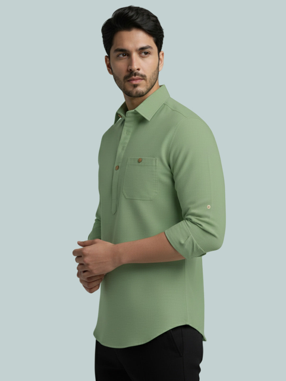 TerraDesi Men's Premium Cotton Short Kurta – Modern Ethnic Essential (SE82)