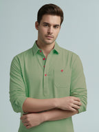 TerraDesi Onyx Midnight Solid Cotton Short Kurta