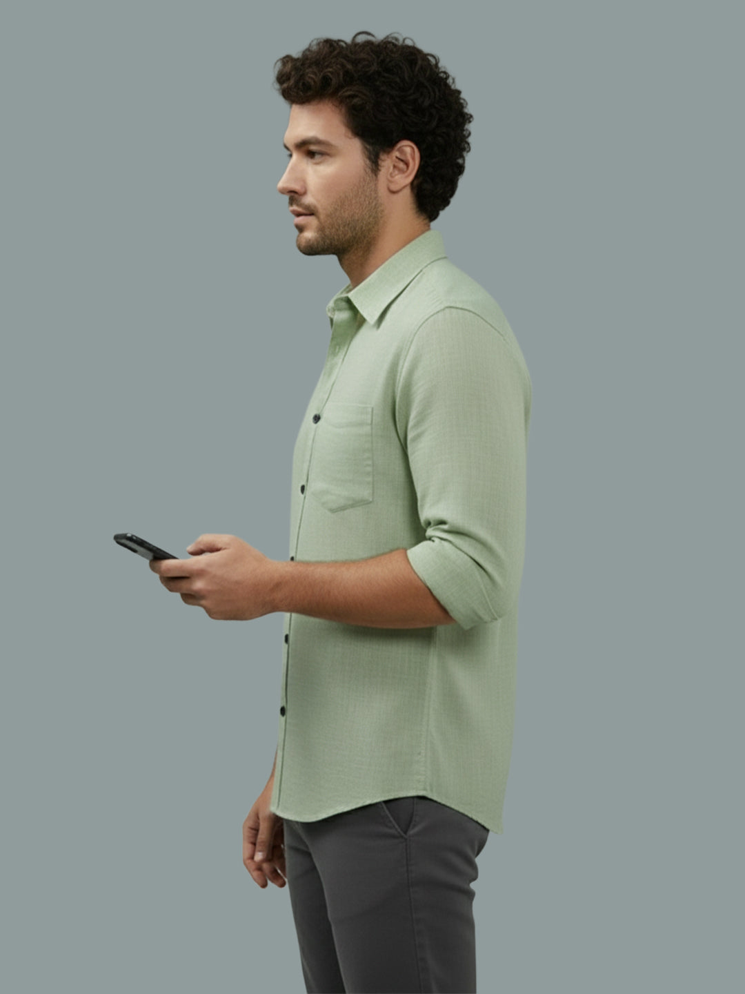 TerraDesi Onyx Stealth Solid Cotton Blend Formal Shirt