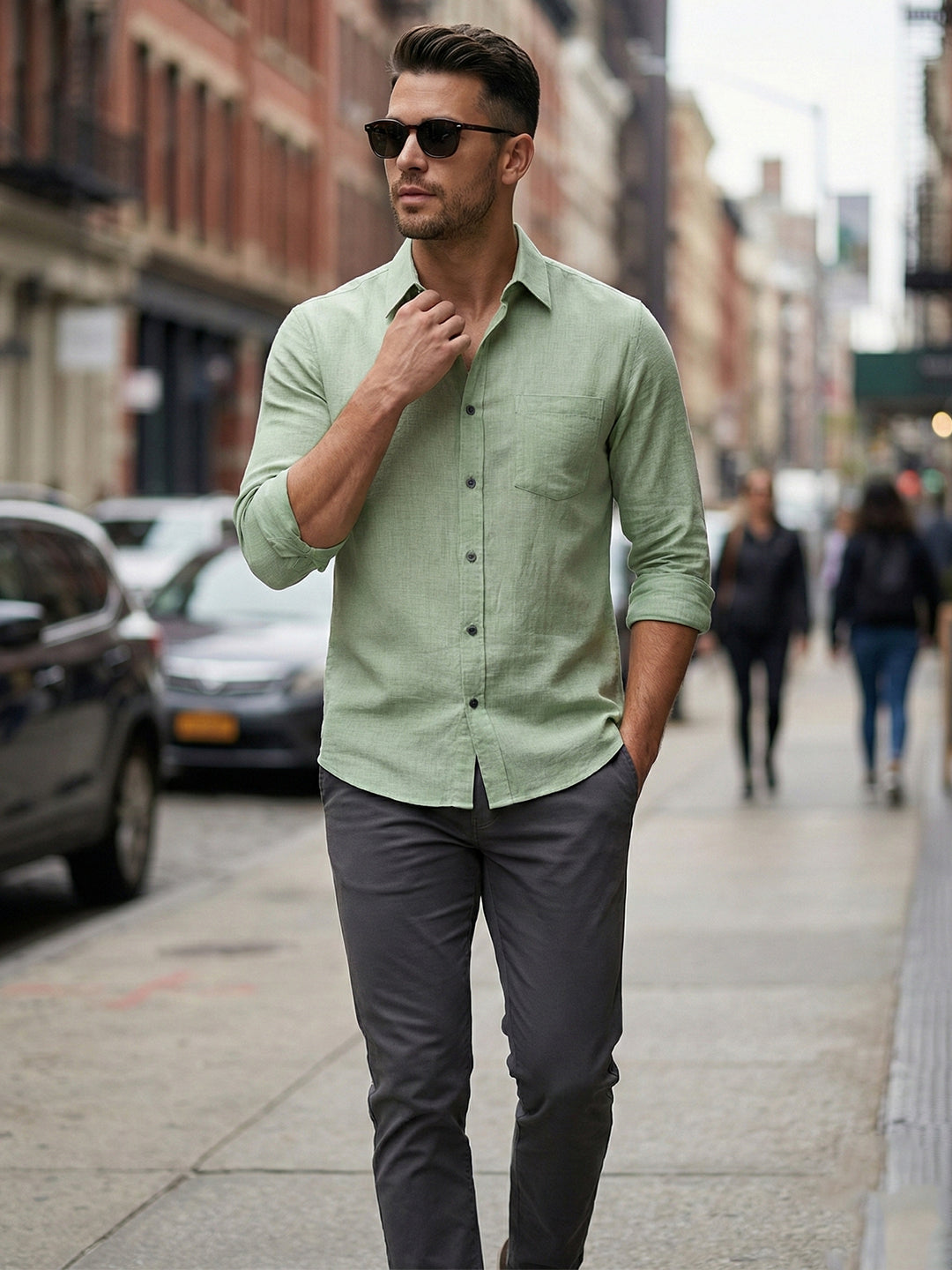 TerraDesi Onyx Stealth Solid Cotton Blend Formal Shirt