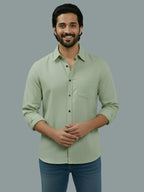 TerraDesi Azure Zenith Solid Cotton Blend Formal Shirt