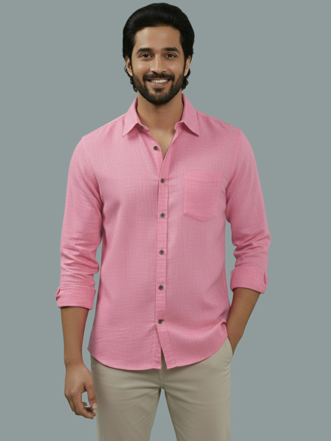 TerraDesi Citrine Glow Solid Cotton Blend Formal Shirt
