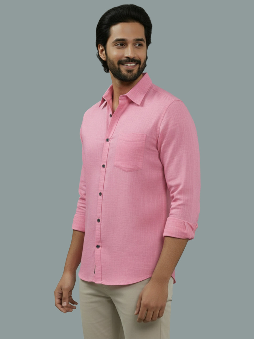 TerraDesi Azure Zenith Solid Cotton Blend Formal Shirt