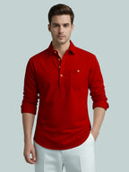TerraDesi Onyx Midnight Solid Cotton Short Kurta
