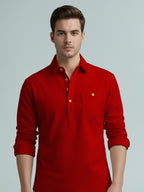 TerraDesi Onyx Midnight Solid Cotton Short Kurta