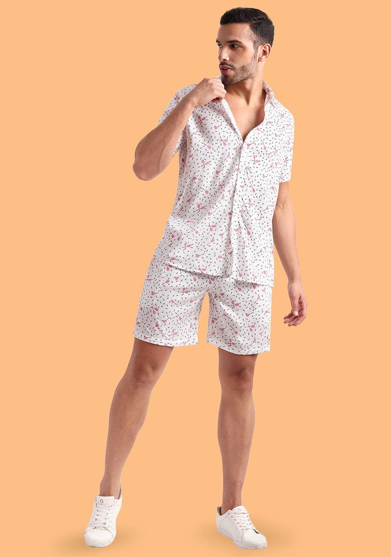 TerraDesi Pink Racquet Sprinkles Viscose Co-Ord Set