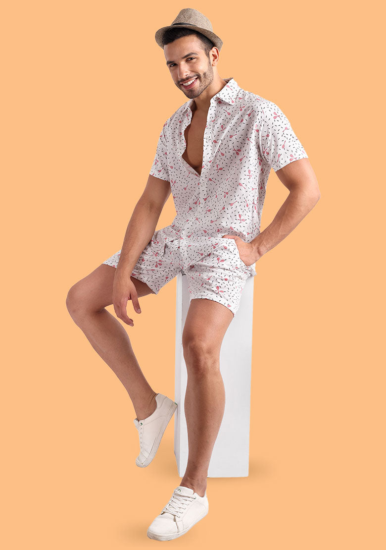 TerraDesi Pink Racquet Sprinkles Viscose Co-Ord Set