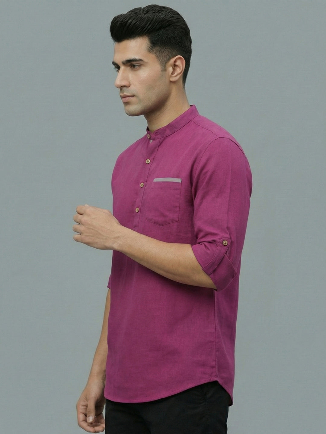 TerraDesi Men's Casual Regular Fit Full Sleeve Pocket Contrast Kurta (SE119)