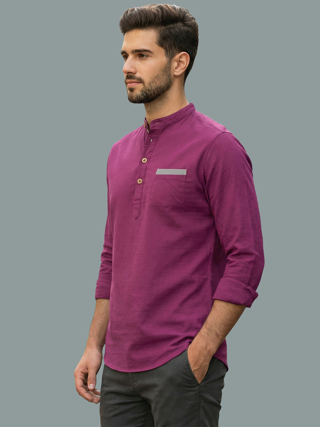 TerraDesi Men's Regular Fit Cotton Mandarin Collar Kurta (SE120)