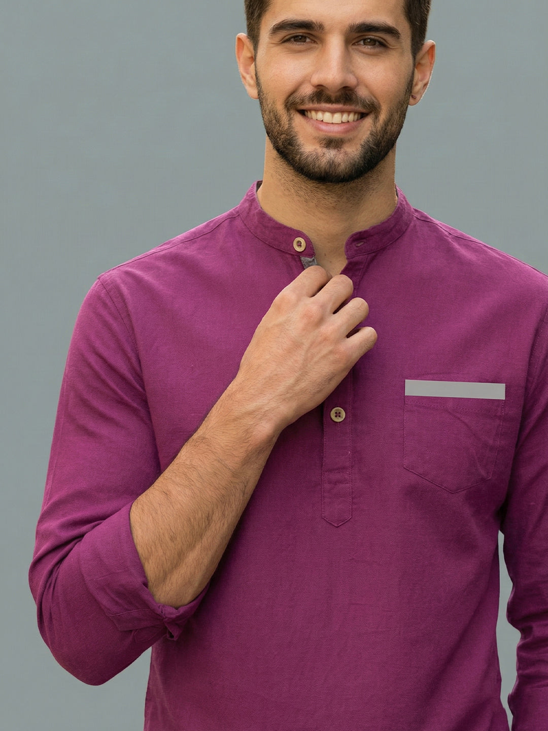 TerraDesi Men's Regular Fit Cotton Mandarin Collar Kurta (SE120)