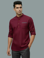TerraDesi Men's Casual Regular Fit Full Sleeve Pocket Contrast Kurta (SE119)