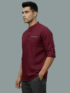 TerraDesi Men's Casual Regular Fit Full Sleeve Pocket Contrast Kurta (SE119)