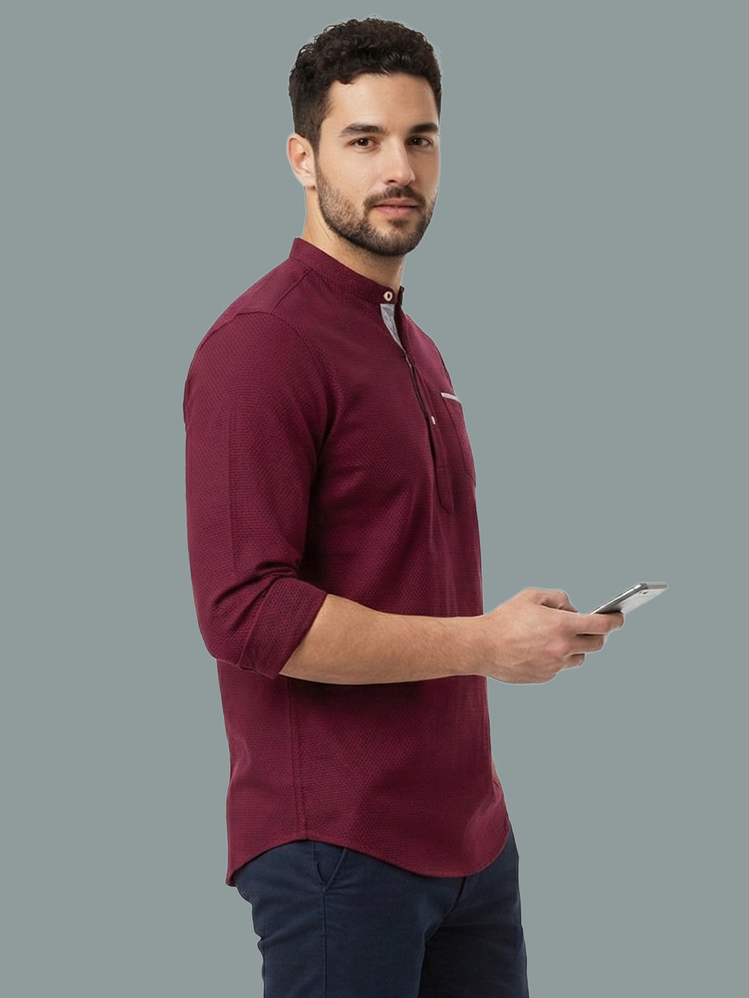 TerraDesi Men's Regular Fit Cotton Mandarin Collar Kurta (SE120)