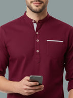 TerraDesi Men's Regular Fit Cotton Mandarin Collar Kurta (SE120)