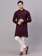 TerraDesi Golden Radiance Chikankari Sequined Kurta Pajama Set