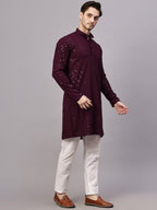 TerraDesi Golden Radiance Chikankari Sequined Kurta Pajama Set