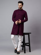 TerraDesi Regal Ruby Chikankari Sequined Triangle Embroidered Kurta Pajama Set