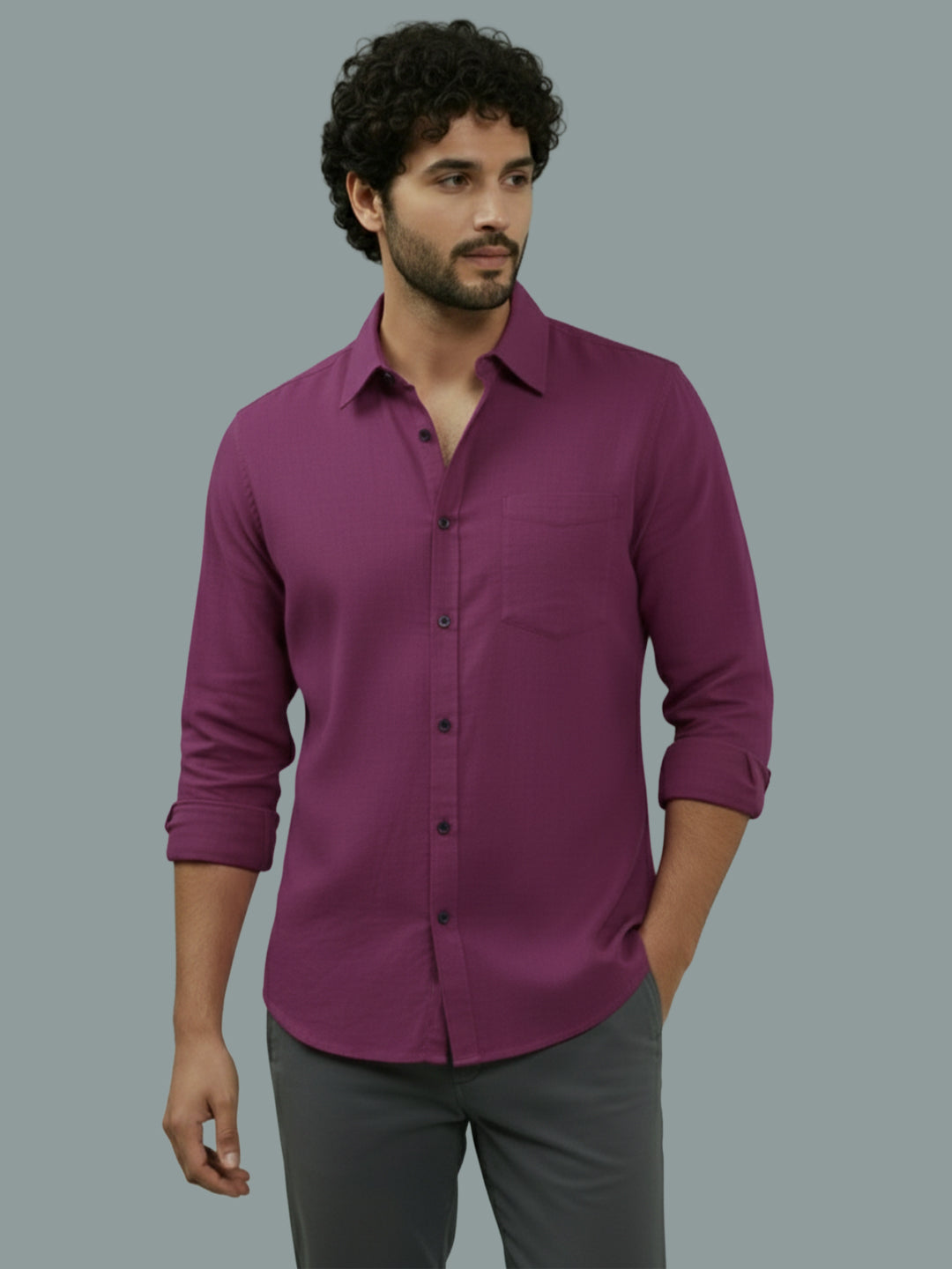 TerraDesi Ruby Regal Solid Cotton Blend Formal Shirt