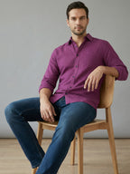 TerraDesi Saffron Ember Solid Cotton Formal Shirt