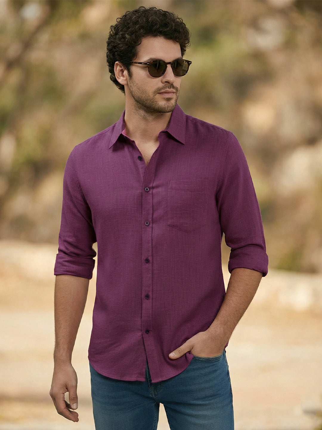 TerraDesi Onyx Stealth Solid Cotton Blend Formal Shirt