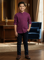 TerraDesi Junior Alabaster Grace Solid Mandarin Shirt