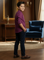 TerraDesi Junior Alabaster Grace Solid Mandarin Shirt