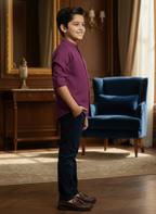 TerraDesi Junior Alabaster Grace Solid Mandarin Shirt