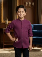 TerraDesi Junior Alabaster Grace Solid Mandarin Shirt