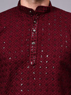 TerraDesi Royal Pista Bloom Chikankari Sequined Kurta Pajama Set