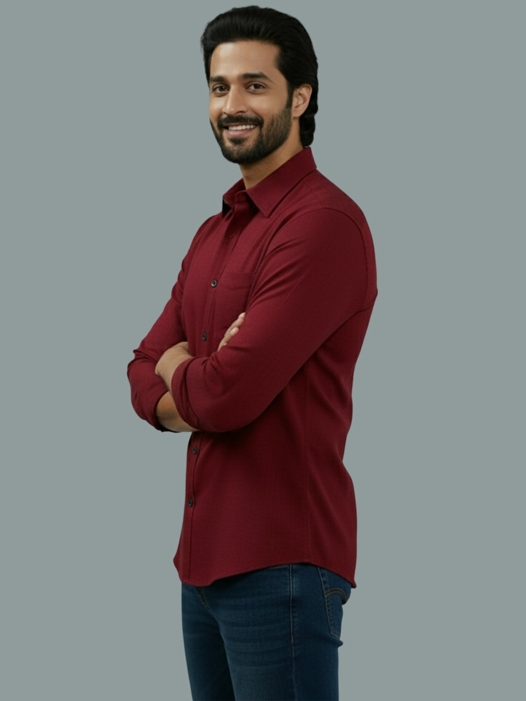 TerraDesi Citrine Glow Solid Cotton Blend Formal Shirt