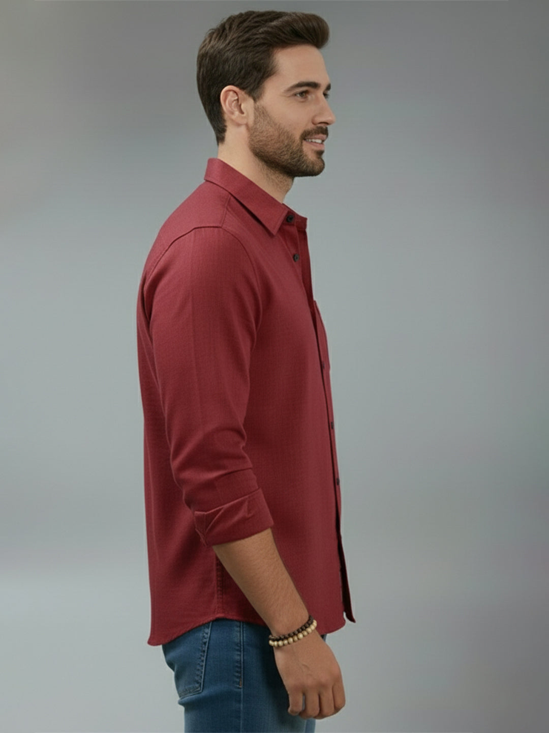 TerraDesi Alabaster Peak Solid Cotton Blend Formal Shirt
