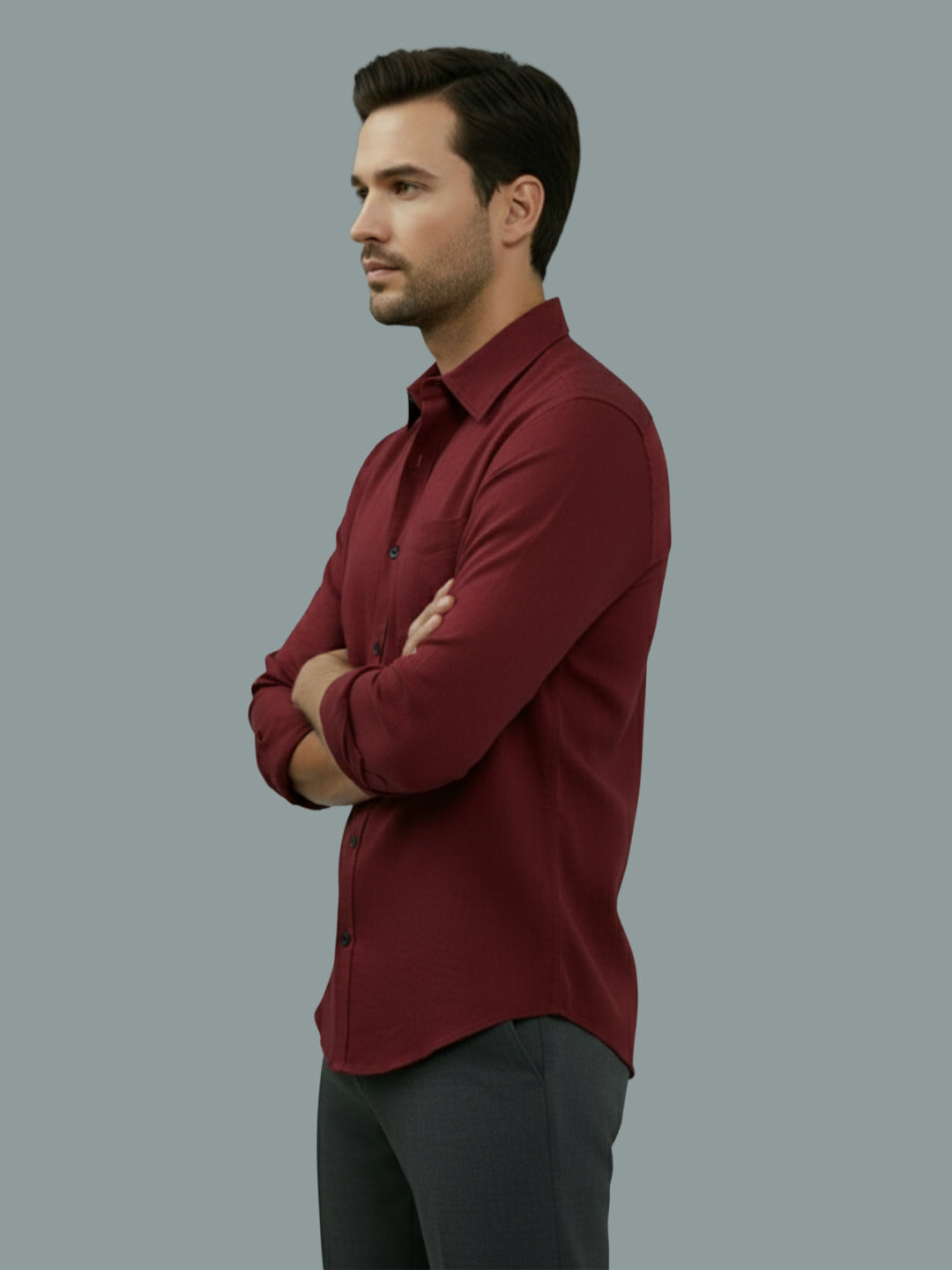 TerraDesi Saffron Ember Solid Cotton Formal Shirt