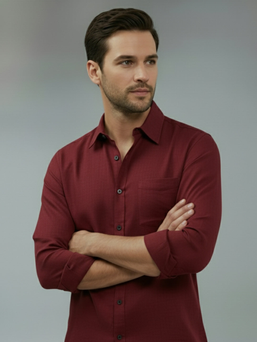TerraDesi Saffron Ember Solid Cotton Formal Shirt