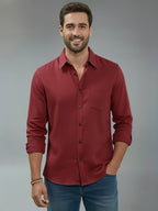 TerraDesi Alabaster Peak Solid Cotton Blend Formal Shirt
