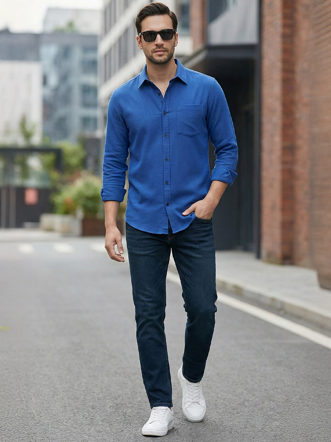 TerraDesi Saffron Ember Solid Cotton Formal Shirt