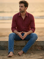 TerraDesi Alabaster Peak Solid Cotton Blend Formal Shirt