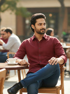 TerraDesi Azure Zenith Solid Cotton Blend Formal Shirt